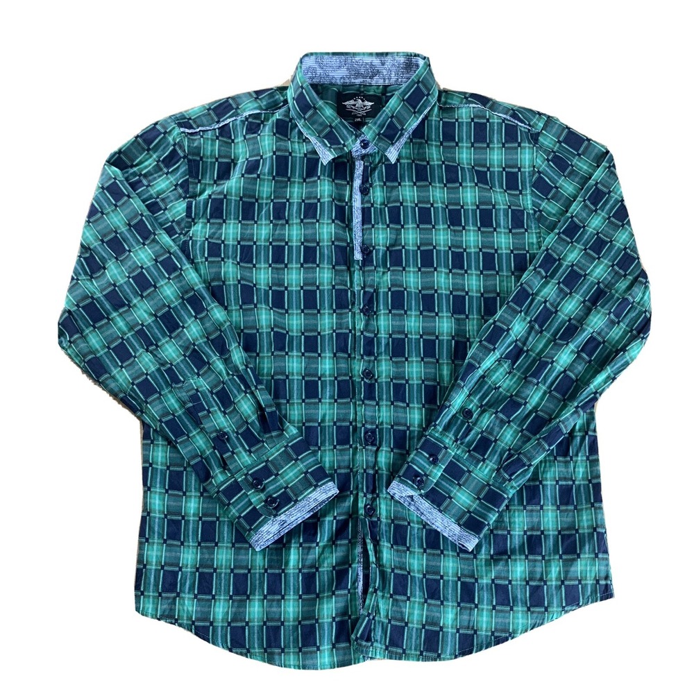 El General Men's 2XL Green‎ Plaid Long Sleeve Button Up Shirt
